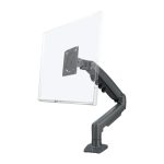 rack para monitor 17 a 30 pulgadas brazo gas spring vista lateral, soporte monitor vesa 75x75 100x100 brazo articulado, brazo monitor con gas spring 9kg giro 90 grados, soporte monitor rotación 360 inclinación +85 -30 grados, rack monitor escritorio ergonómico altura ajustable 26cm